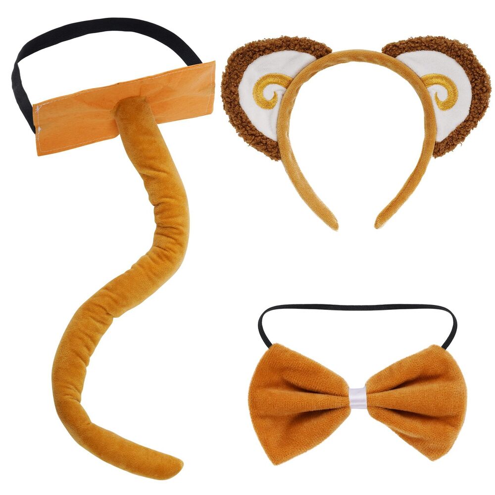 2161 3 Pieces Monkey Costume Set Monkey Ears Headband Bowtie